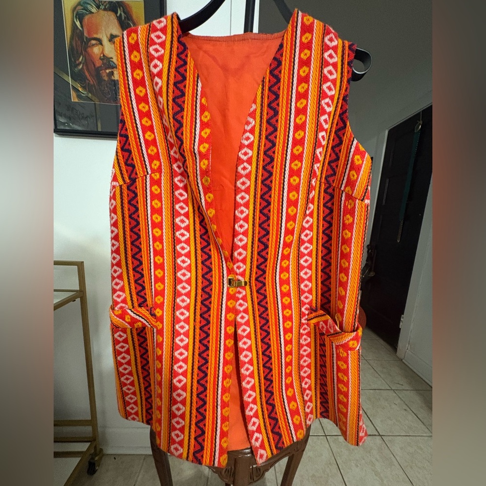 Vibrant Orange Red Striped Boho dress
